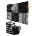 12 Pack Self-Adhesive Sound Proof Foam Panels 2x12x12 Inch Pyramid Design Acoustic Foam,for Home Studio,Black + Gray. 