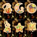 Chinese Style Lantern Festival Lantern Mid-autumn Cute Rabbit Moon Star Mooncake Handmade Holiday Decoration Portable Chinese Style Glowing Paper Lantern Children Diy Handcrafts Gift. 