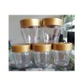 5 Pcs Transparent Kitchen Spice Containers with Gold Lids, Small Plastic Seasoning Jar Set, High-Quality Storage for Curry, Salt, Pepper, and More. 