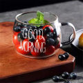 Good Morning Coffee Mug Transparent Breakfast Cup Heat Resistant Glass Cup Teacup Iced Juice Water Cup Glass Drinkware. 