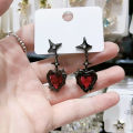 Gothic Star Sutd Earring Dark Red Heart Drop Zircon Earrings Y2K Cross Love Stone Pendant Earring Irregular Crystal Aesthetic Egirl Accessories. 