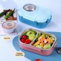 Boys and Girls Bento Lunch Box, Stainless Steel Sealed Lunch Box, 2/3 Compartment with Cutlery Soup Bowl, Compartment Insulated Lunch Box for School and Work. 