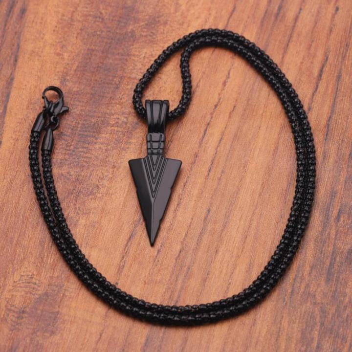 Men's%20%20Black%20Long%20Necklace%20with%20Arrow%20Pendant%20Jewelry%20Chain%20Hip%20Hop%20Punk%20Rock%20Nicle%20-%20Image%203