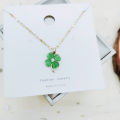 Korean Color Opal Four-Leaf Clover Titanium Steel Necklace Female Temperament Sweet Beauty Student Wild Clavicle Chain. 