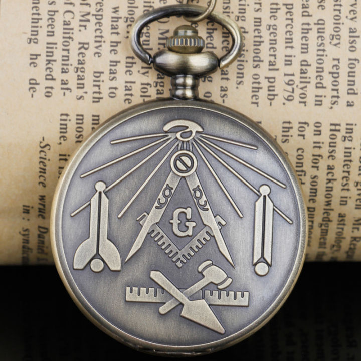 【New arrival】Steampunk UK Masonic Freemasonry Design Pocket Watch mens women best gift design fob reasonable price