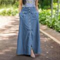 Beach Skirt Pure Flared Line Button Party Sand Women's A ZANZEA Swing Maxi Pleated Skirt. 