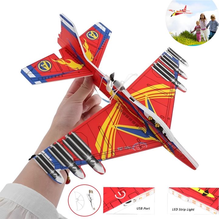 Flying Rechargeable Airplane Electric Plane Single Layer Wing Aircraft With Lights
