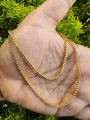 ESH New Elegant Gold Plated 18/24 Inch 3mm Singapore Square Fox Chain Necklace for Unisex. 