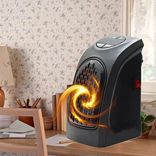 Electric Round Heater Fan Air Warmer 400 Watts Handy Room Heate with Remote Control,The Wall Outlet Space Heater Blower Adjustable Timer Digital Display for Office/Camper