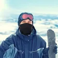 Thermal Hat Neck Gaiter Warmer Winter Face Cover Mask Thicken Warm Half-Mask Black for Cold Weather. 