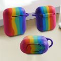 earphone case for airpods case rainbow silicone cover for airpods pro 3 with keychain earphone accessories colorful 2020 newest. 