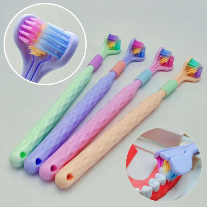 3D Three-dimensional Toothbrush Adult Toothbrush Tongue Scraper 360° Cleaning Oral Care Toothbrush