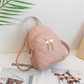 Rhombus Student Double-layer Backpack Women Fashion Swan Tassel Pendant Mini Backpack. 