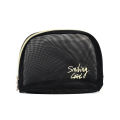 Women Girl Black Mesh Makeup Bag, Portable Travel Organiser Cosmetic Pouch Washing Lipstick Toiletries Sanitary Napkin Storage. 