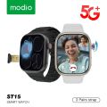 2026 New Sim Insert Modio Smart watch Modio ST15 2.2 inch AMOLED Display Smart watch with 3x pair strap Face Unlock / Rotatable Camera / Sim Insert  / 5G / Android OS / Wifi / GPS / Google Play / HD Calling / Youtube / 6GB+64GB Modio android smartwatch. 
