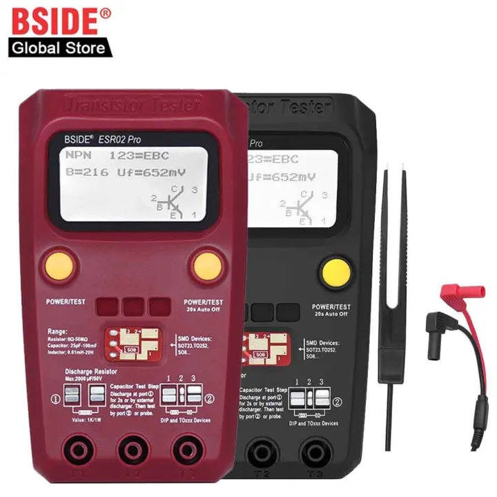 Testador De Transistor Digital Bside Esr02 Pro Smd Component | Frete grátis