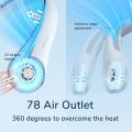 JISULIFE Portable Neck Fan 4000 mAh USB Recharge 78 Air outlet Provide Cooling Wind Mini Personal Fan Silent Neckband for SportsUSB Fan. 