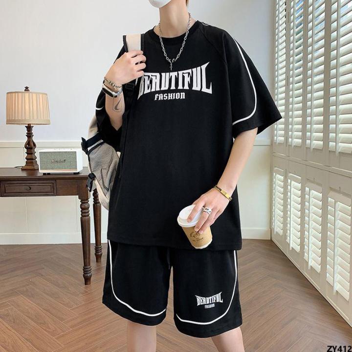 Boy -14 Junior High School Shorts Sports Suit for Teenagers and Students Handsome T T-shirt Years Old 1312 Short-sleeved summer clothes 15
