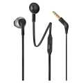 J B L Tune 205 Pure Bass Metal Earbud Headphones with Mic (Black). 