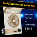 New Trending Rechargeable Solar Panel LED Light Outdoor Activities Table Lamp Solar Power Fan. 