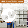 PEX Clips Pipe Clamp, 50Pcs 1/2 Inch Pipe Clamp for PVC Water Pipes and Tubing Hoses, Plastic U-Shaped Pipe Clamp Tools. 