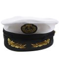 Adult Yacht Boat Captain Hat Navy Cap Ship Sailor Costume Black+White. 