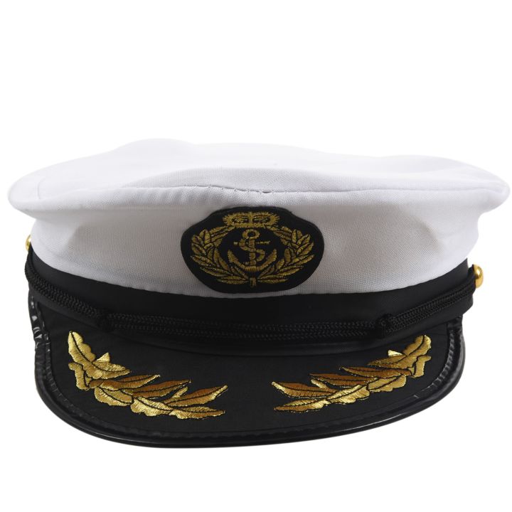 Adult%20Yacht%20Boat%20Captain%20Hat%20Navy%20Cap%20Ship%20Sailor%20Costume%20Black+White%20-%20Image%203