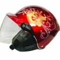 New Look Top Selling Red Shine Sticker Half Helmet. 