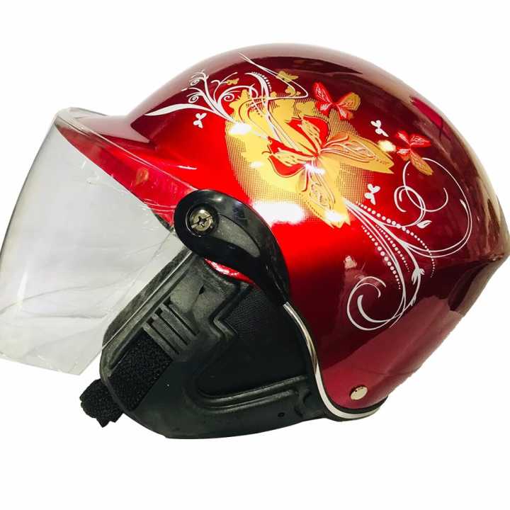 New Look Top Selling Red Shine Sticker Half Helmet