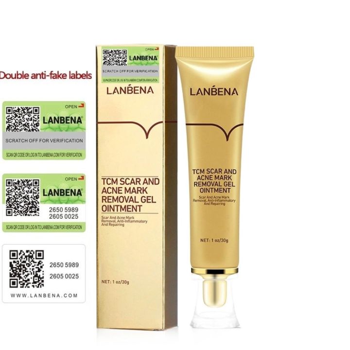 Lanbena Tcm Scar Removal Gel (ORIGINAL_ Authentication) / Cream / Ointment for Surgery, Injury, Burns Keloids, Acne Stretch Marks, Skin Repair, Spots Acne Treatment, Blackhead, Eliminate & Pimple Marks (TCM)