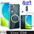 Vivo Y04 4in1 Case Magnetic Sticker Shockproof Phone Case for Vivo Y03 Y18 Anti Blue Light Ray Tempered Glass Protective Eyes Screen Protector Film Glass. 