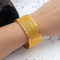 Gold Plated Foxtail Link Bangle Big for Women Lock Bangle Fashion Jewelry Gift Comfort fit. 