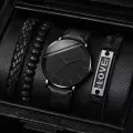 【ThinkWay】Men Watch Set Black Business Exquisite Round Dial Quartz Watch Holiday Valentine's Day Gifts. 