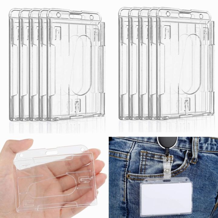 1/10Pcs Clear Clear Bank Card Protective Holder Card Sleeves Id Badge Case ID Card Cover For School Office Company Waterproof Hard Case Credit ID Business Card Protection