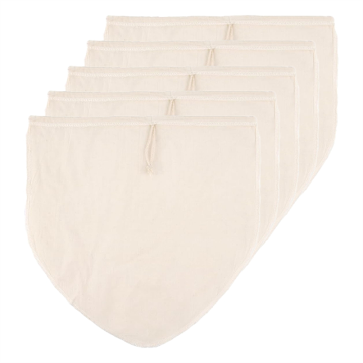5 Pcs 12X12 Inch Nut Milk Bag, Cotton Cheese Cloth Bag for Straining, Reusable Strainer Bag for Oat Milk, Cheese Making