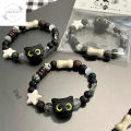 HP Cheese Black Sesame Kitten Bracelet Shell Stars Black White Bracelet Cute Retro Couple Bracelet - H. 