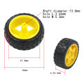 Smart Robot Car Wheel Yellow 65mm x 28mm Plastic Rubber Tire Wheels for 2WD 4WD Arduino Car. 
