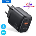 TOPK B210P Mini 20W Fast Charging Charger PD 2.0 USB EU/US Port Charger for Samsung AFC HUAWEI FCP HUAWEI SCP. 