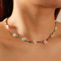 Necklace Ethnic Style Beaded Small Daisy Bohemian Handwoven Fashion Multi Color Necklace The Peach Lilac Jewelry Choker For Girls. 
