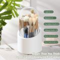 Makeup Brush Holder Organizer with Lid 360 Rotating Dustproof Makeup Brushes Container with Clear Acrylic Cover, Spinning Cosmetics Holders Storage Cup for Vanity (Round). 