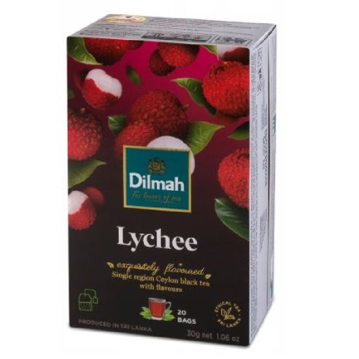 Dilmah Lychee Flavoured Ceylon Black Tea - 20 Tea Bags - 1 Box