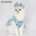 Cat Dress Floral Pet Dress with Bow Headdress Adorable Princess Dress for Dogs Cats Cute Pet Supplies. 