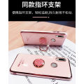For Huawei Y6S / Huawei Y6 Prime 2019 Cover + Ring Holder Ultra Thin Shiny Plating Bumper Stand Phone Case Soft TPU Silicone Shockproof Protective Back Cover. 