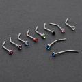 Yfashion 1.8mm Rhinestone Nose Nail Body Piercing Jewelry Stainless Steel Nose Ring 10pcs/pack. 