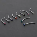 Yfashion 1.8mm Rhinestone Nose Nail Body Piercing Jewelry Stainless Steel Nose Ring 10pcs/pack. 