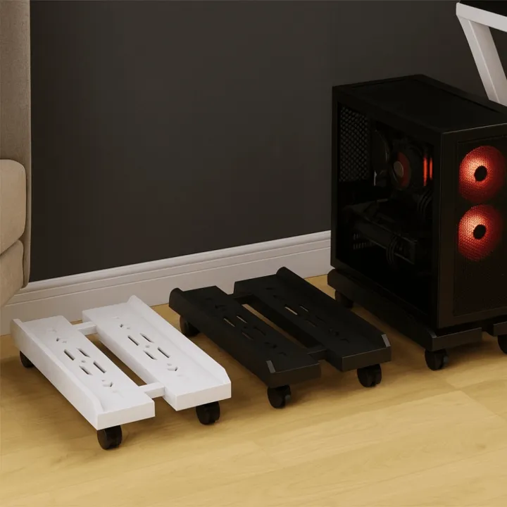 Practical Black White Ventilated PC Rack Heavy-Duty Lockable Computer ...
