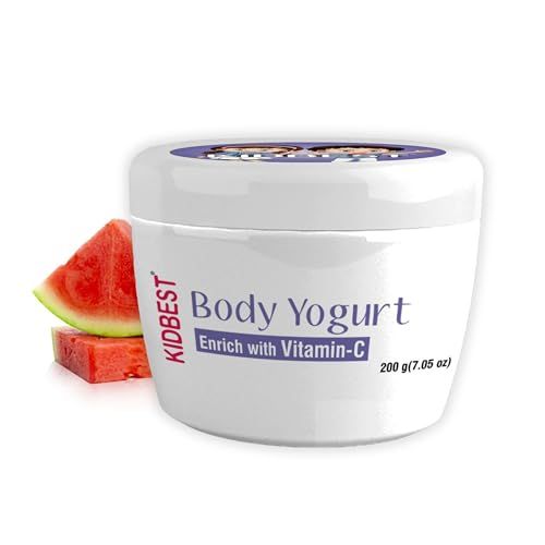 HealthBest Kidbest Body Yogurt Cream For Kids | Spf-15 | L-Glutathione, Vitamin-C, Kojic Acid, Vitamin-E | Normal Skin, Sensitive Skin & Dry Skin | Tear, Paraben, Sls Free | 200G (FROM INDIA)SAB