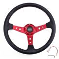 RASTP-14inch 350mm Universal Racing Drift Steering Wheel  Aluminum PU Car Sport Steering Wheels Car Accessories RS-STW020-TP（red）. 