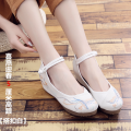 Shoes for Han Chinese Clothing Archaic Style Shoes Women's Lace-up Pure White Low Heel Invisible Elevated Embroidered Shoes Women's Ethnic Style Old Beijing Cloth Shoes Women. 