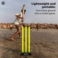 Boldfit Cricket Stumps with Stand Cricket Kit Plastic Wickets for Cricket Standard Wickets for Cricket Ground, Match, Tournament Stump with Stand & Bails- Fluorescent Green -Plastic Wickets Set NUZ. 